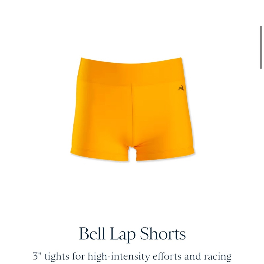New Tracksmith Bell Lap Shorts in marigold. Never worn.